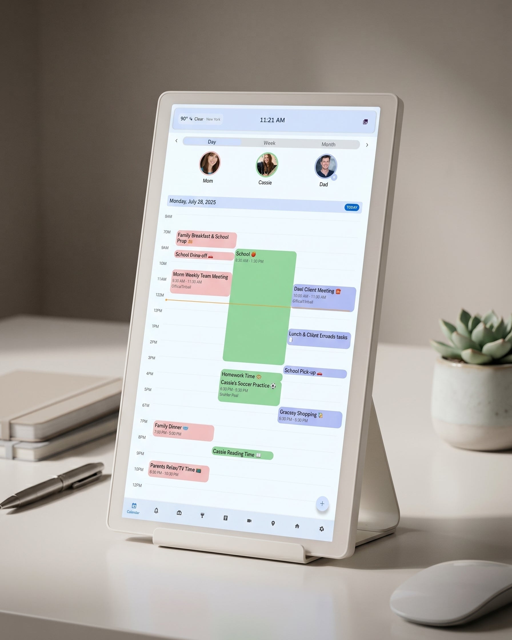 Family calendar on a Kora display